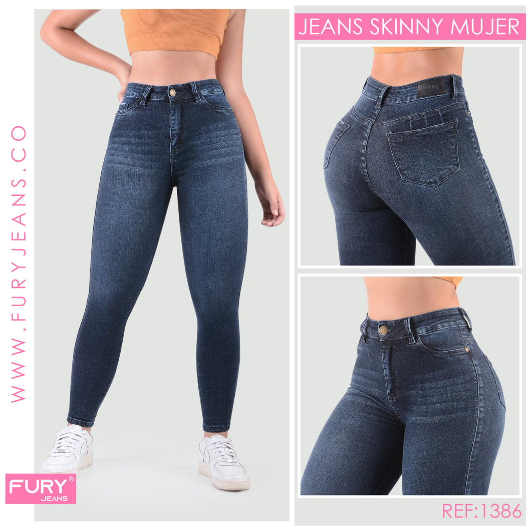 JEANS MUJER SKINNY TIRO ALTO REF 1386