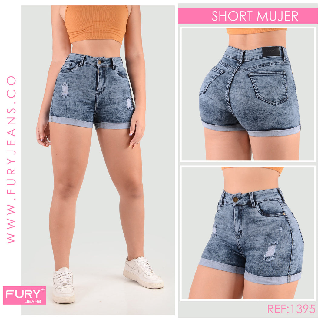 SHORT JEANS MUJER TIRO ALTO REF 1395 FURY JEANS Tienda Online