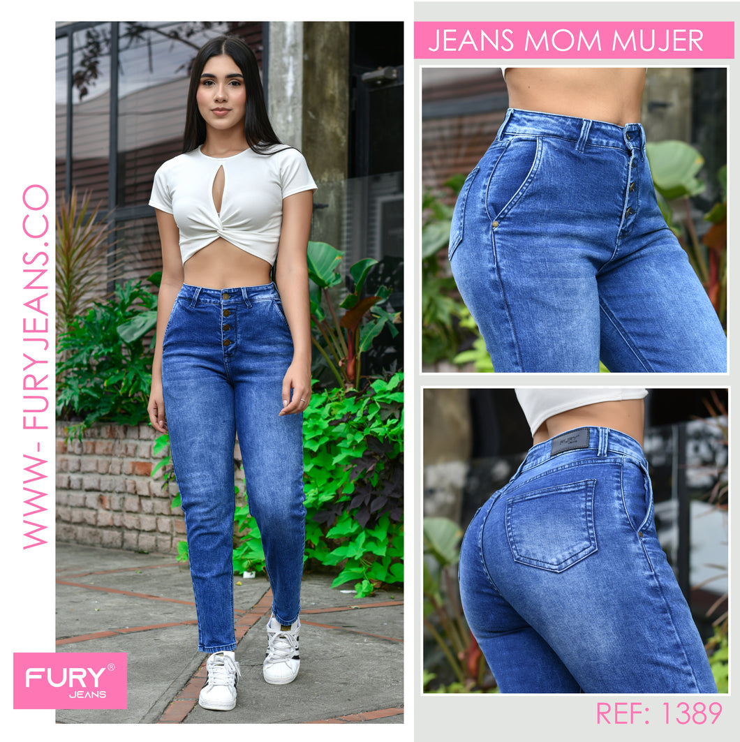 JEANS MOM FIT MUJER TIRO ALTO 1389