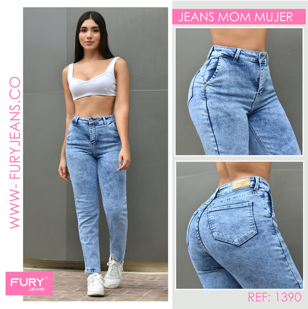 JEANS MOM FIT MUJER TIRO ALTO 1390