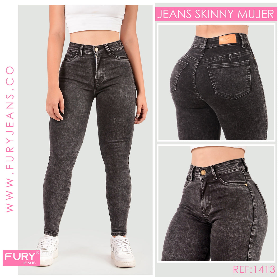 JEANS MUJER SKINNY TIRO ALTO REF 1413