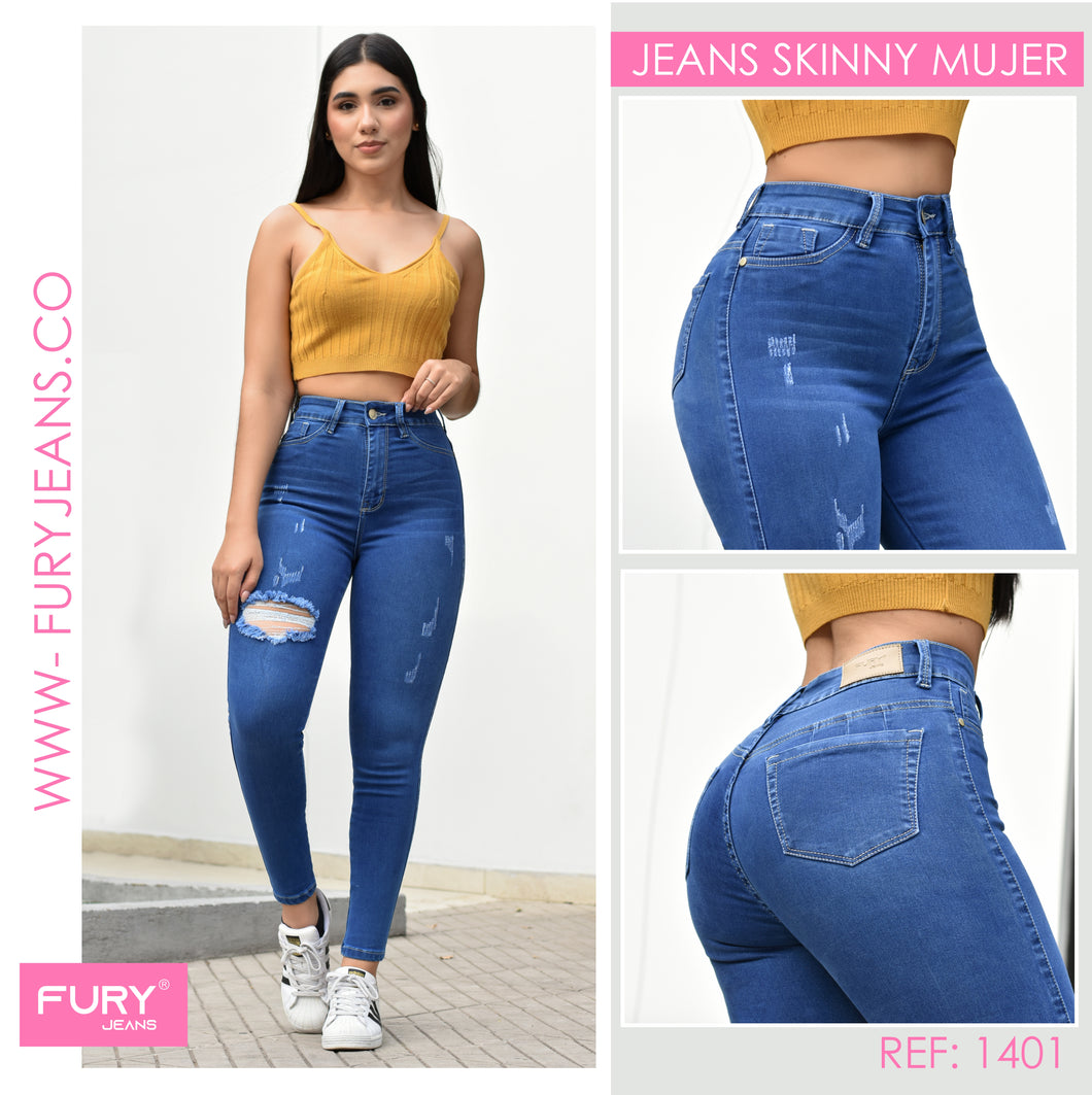 JEANS MUJER SKINNY TIRO ALTO REF 1401