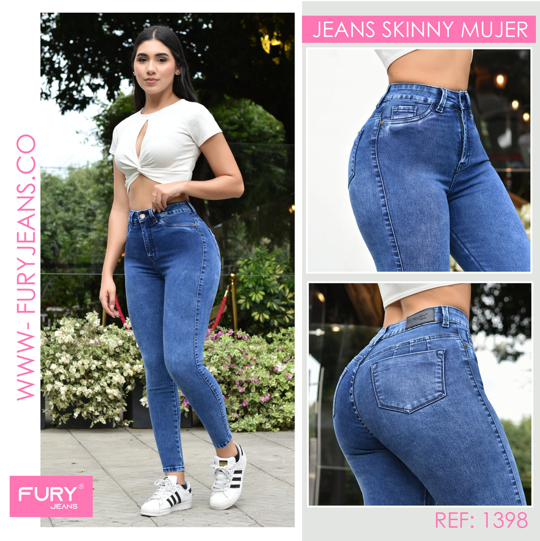 JEANS MUJER SKINNY TIRO ALTO REF 1398