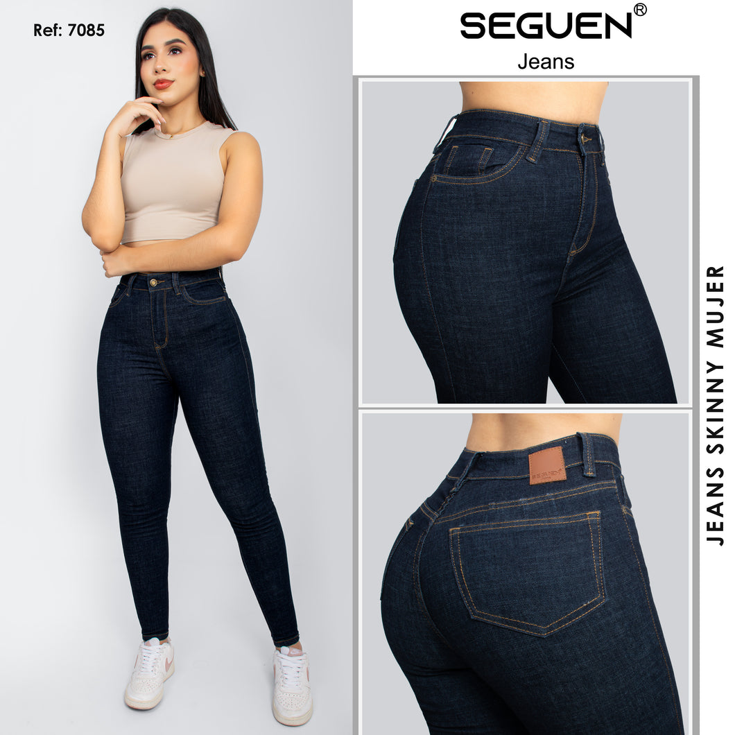 JEANS MUJER SKINNY TIRO ALTO  BOLSILLOS DELANTERO FUNCINAL REF 7085