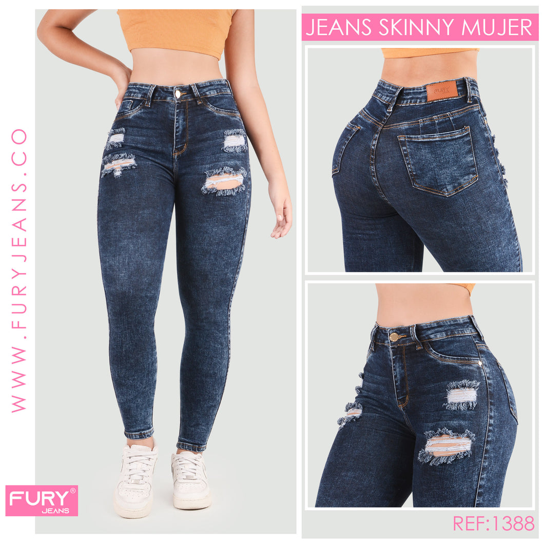 JEANS MUJER SKINNY TIRO ALTO REF 1388