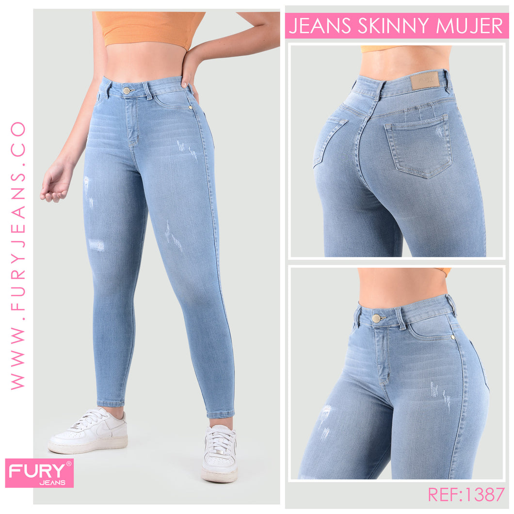 JEANS MUJER SKINNY TIRO ALTO REF 1387