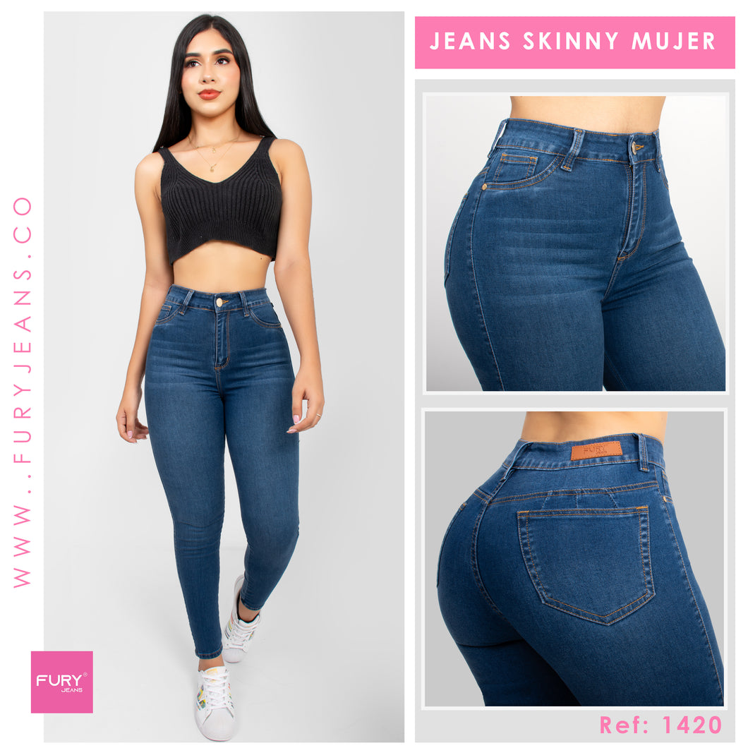 JEANS MUJER SKINNY TIRO ALTO REF 1420